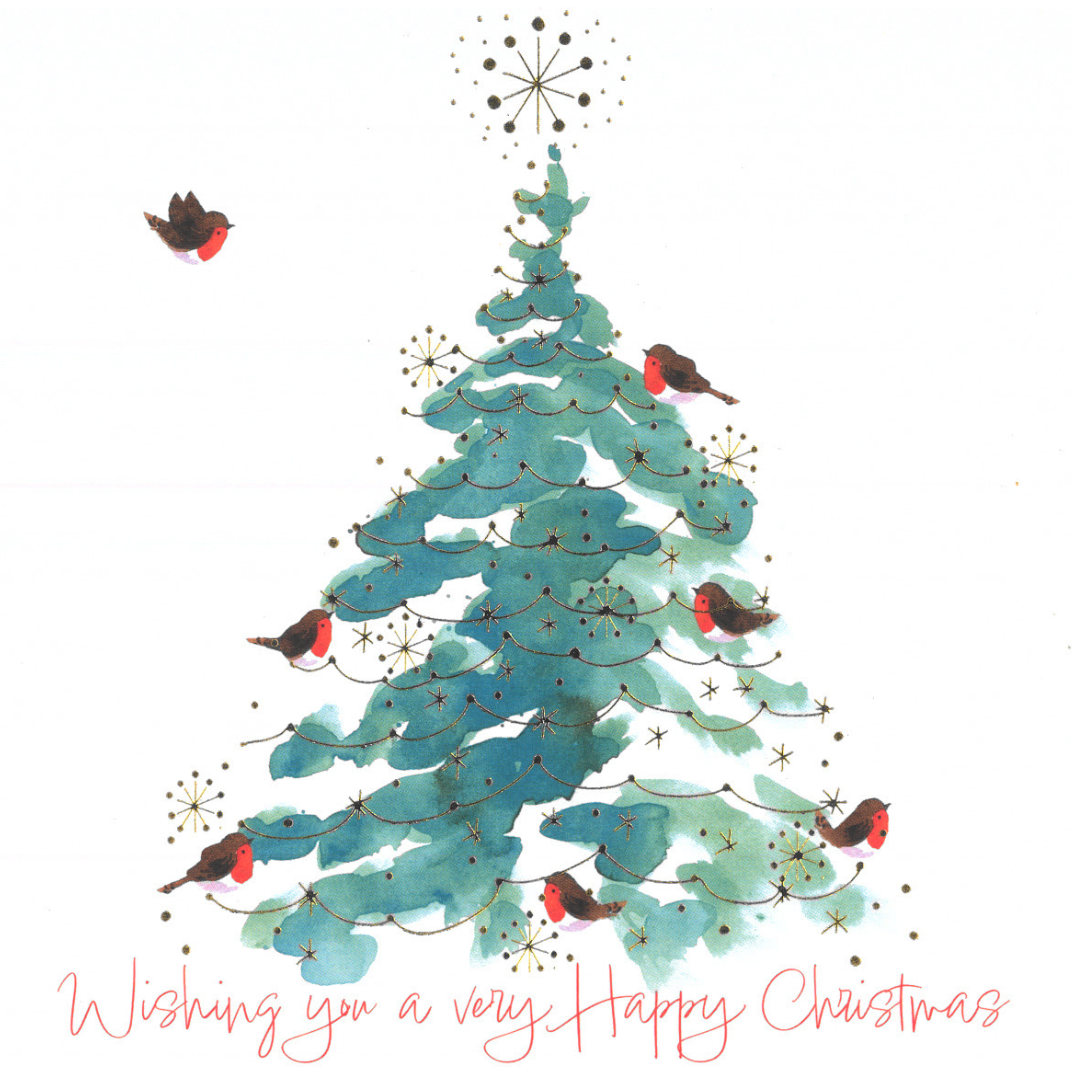 UCLH Charity Christmas card - Christmas tree and robins